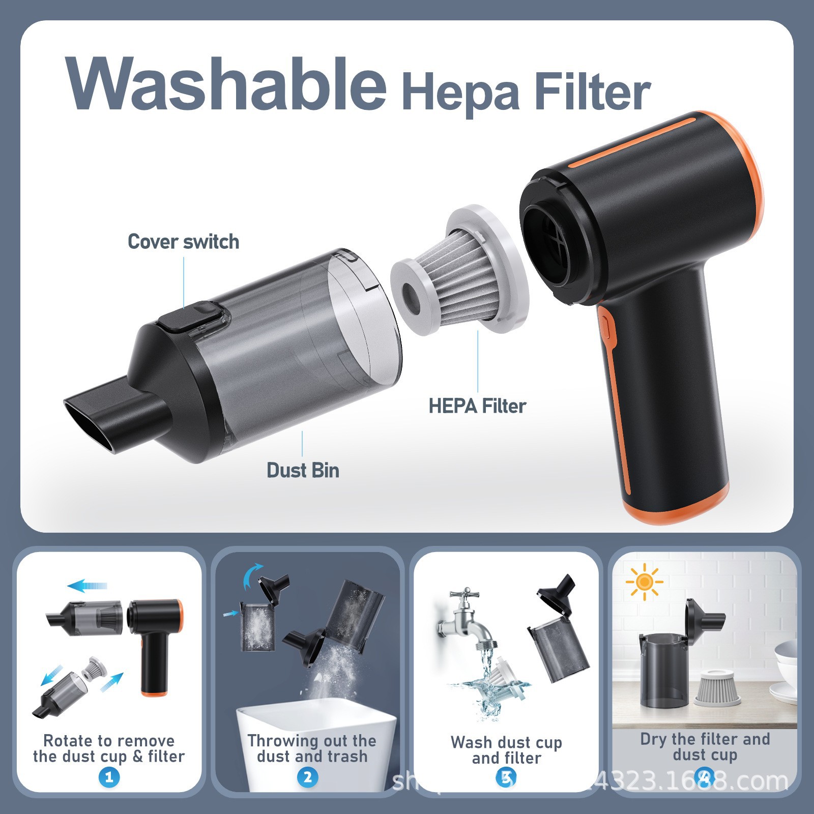 Wireless Car Vacuum Cleaner, Suction and Blowing All-In-One, Handheld, Small, Household, High Suction Power, Rechargeable Car Cleaner