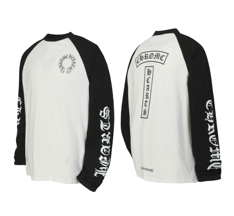 Chrome Hearts T-shirt Horseshoe Logo Raglan Long-Sleeve White/Black