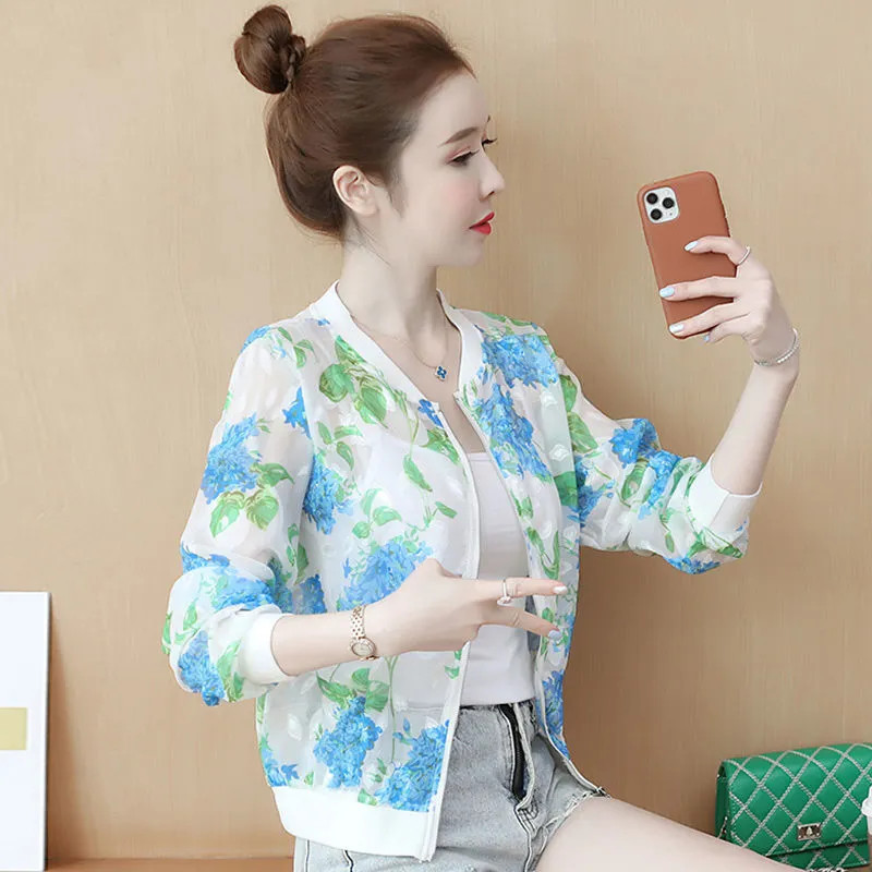 Lightweight Chiffon Jacket for Women 2026 Summer New Japanese Style Amazon Cross-Border Sweet Style Slim Fit Printed Jacket Lightweight Chiffon Jacket for Women 2026 Summer New Japanese Style Amazon Cross-Border Sweet Style Slim Fit Printed Jacket