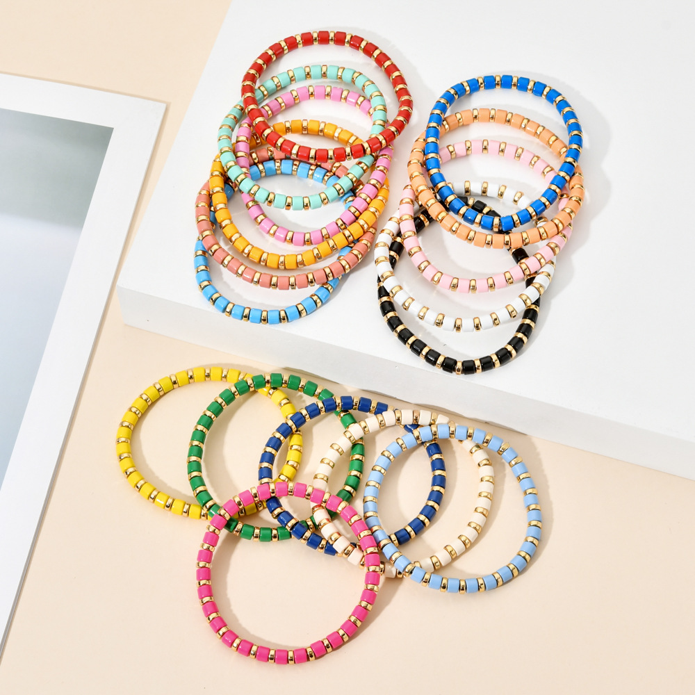 1 Piece Quantity Casual Occasion Artistic Round Alloy Enamel Stoving Varnish Women's Bracelets