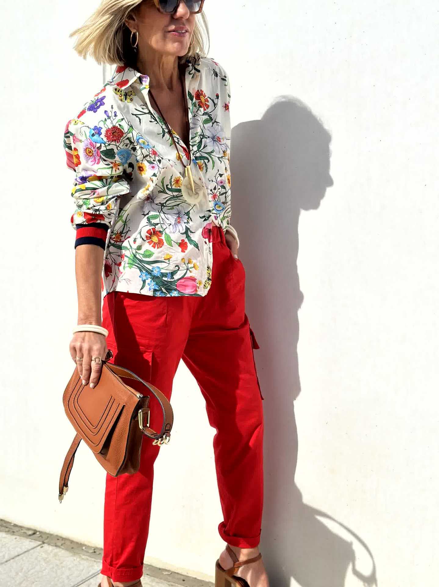 Vacation Style Casual Women's Vacation Color Block Plant Polyester Printing Pocket Pant Co-ord Set Pants Sets