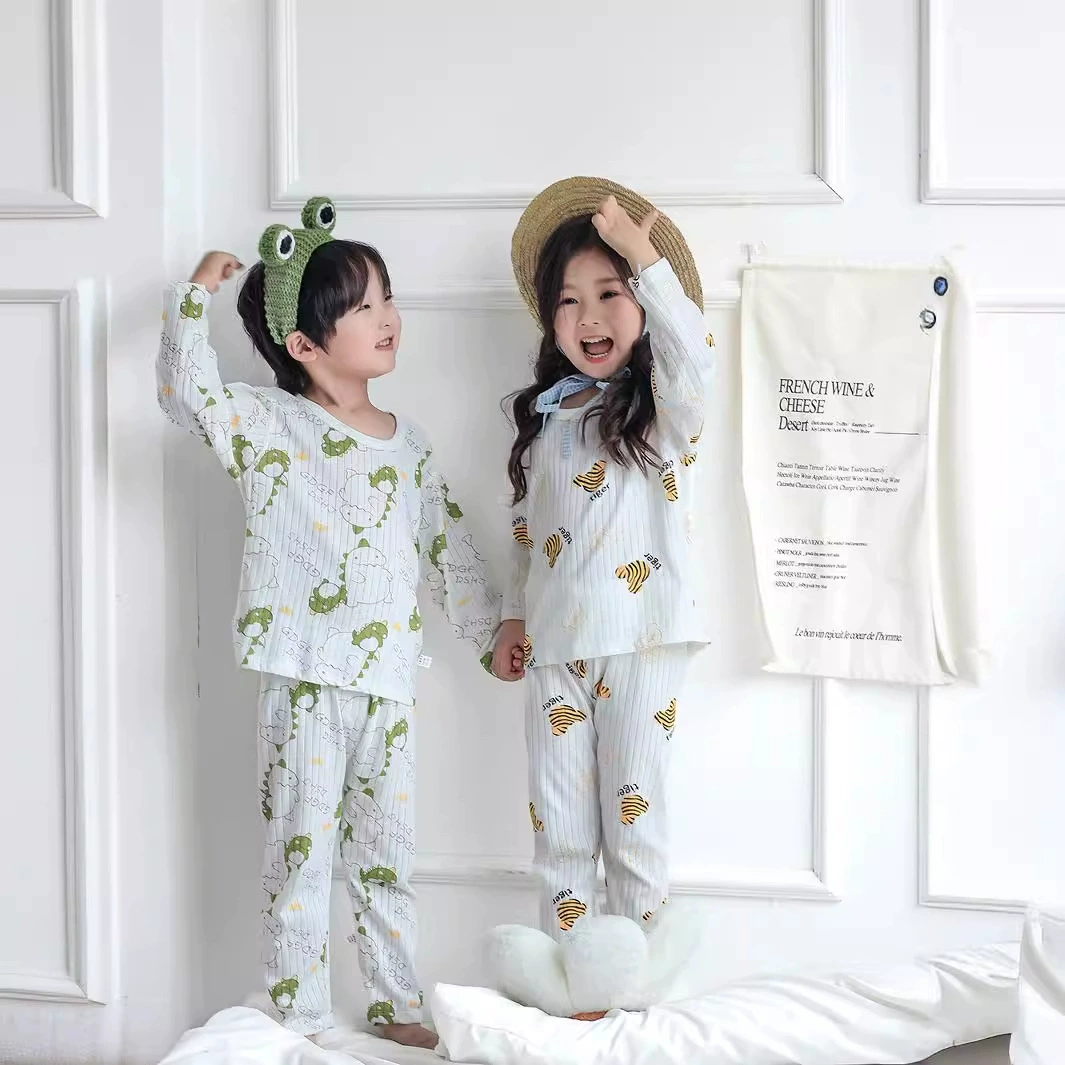 Новая детская домашняя одежда, детские пижамы без костей, костюм с длинными рукавами, летняя тонкая одежда с кондиционером для девочек, детская одежда из чистого хлопка для мальчиков