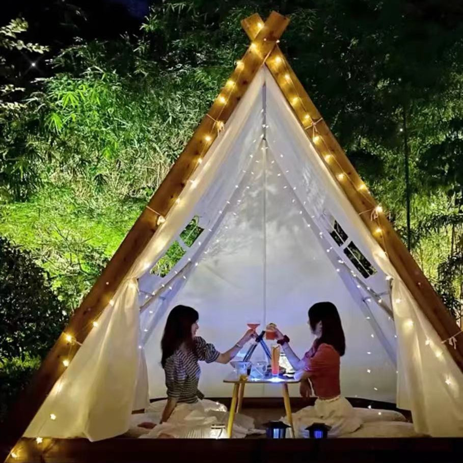 Internet celebrity tent triangle terrace Hot Pot Cottage barbecue outdoor camping starry bed & breakfast catering rain-proof tent