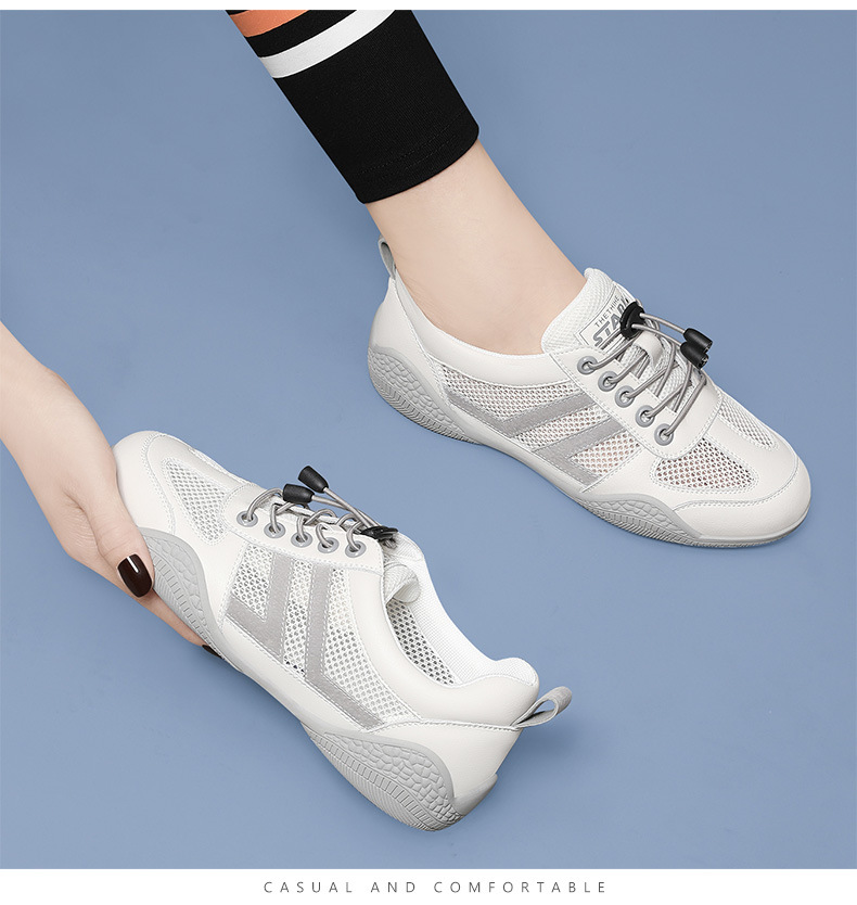 Giày lưới nữ đế bệt thoáng khí mới 2024 – giày sneaker mesh mềm mại — Xám 11055 mét, 11055 trắng xanh lá chi tiết 13