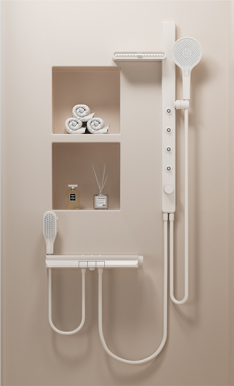 The same cream-style white children's shower head set as the big brand, pressurized headless shower, home shoulder shower, back shower and bathing undefined