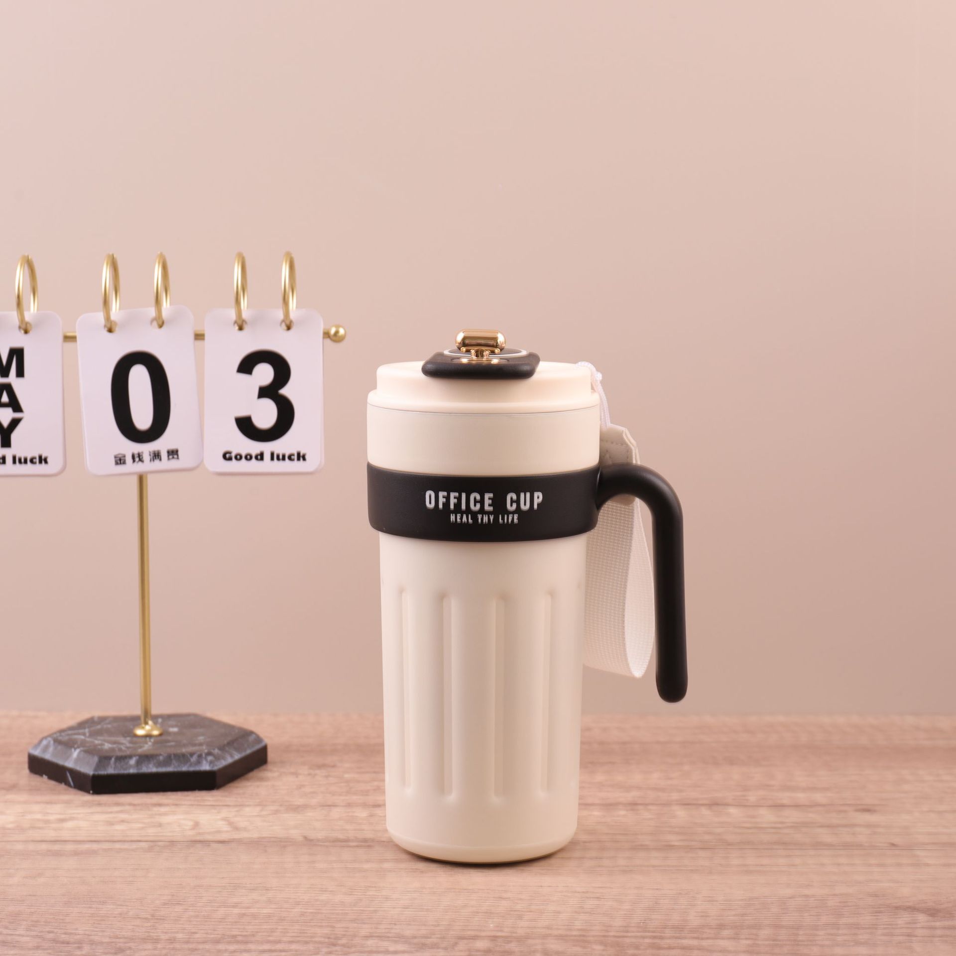 Transfronterizo inteligente 316 taza de acero inoxidable gradiente con mango taza de café al aire libre de gran capacidad portátil