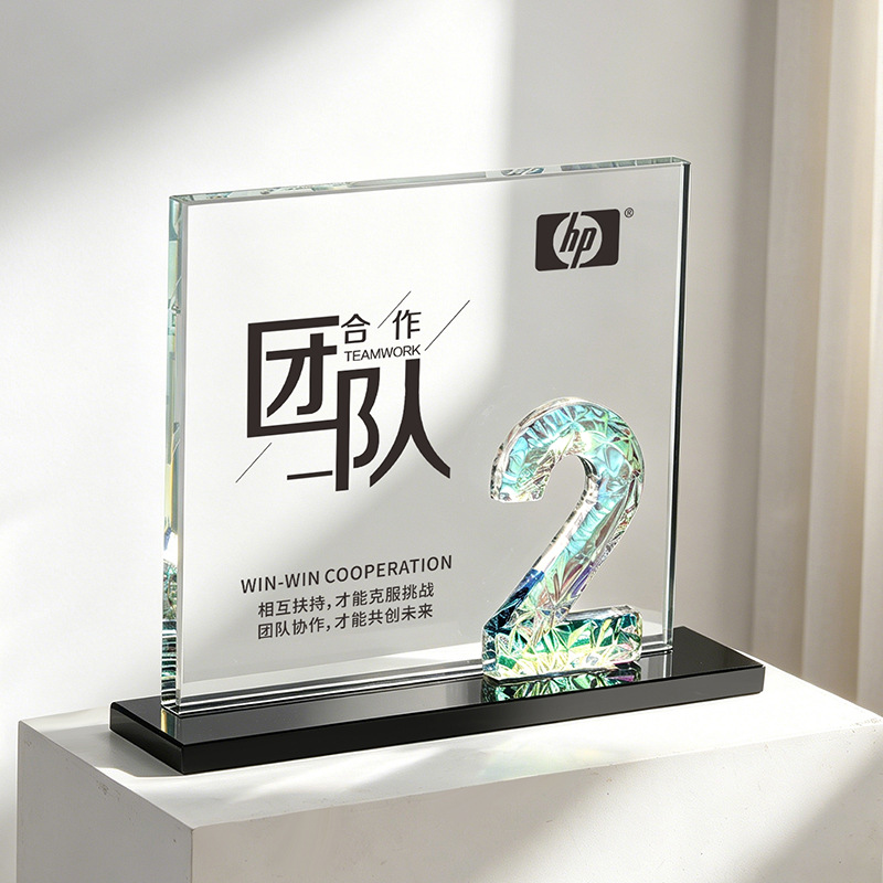 Nuevo trofeo de cristal creativo de alta calidad atmósfera medalla decoración excelente personal de ventas reunión anual regalo