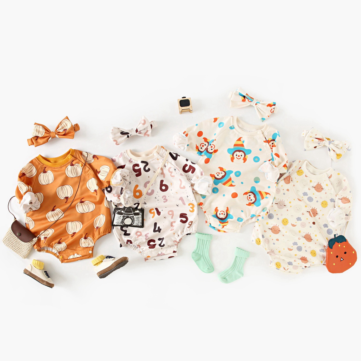Children's autumn demi-season cartoon brand bodysuit for new born…