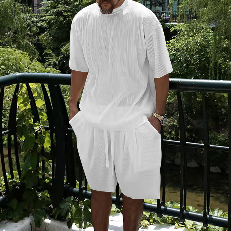 Herren Freizeit Set Aus Gerippter Eisseide Mit Shorts_voghion.com