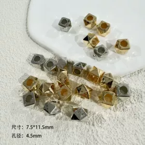 Plastic CCB multi-sided cube rhombus spacer beads geometric perforated cross-border DIY handmade jewelry bracelet necklace accessories