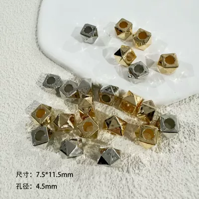 Plastic CCB multi-sided cube rhombus spacer beads geometric perforated cross-border DIY handmade jewelry bracelet necklace accessories