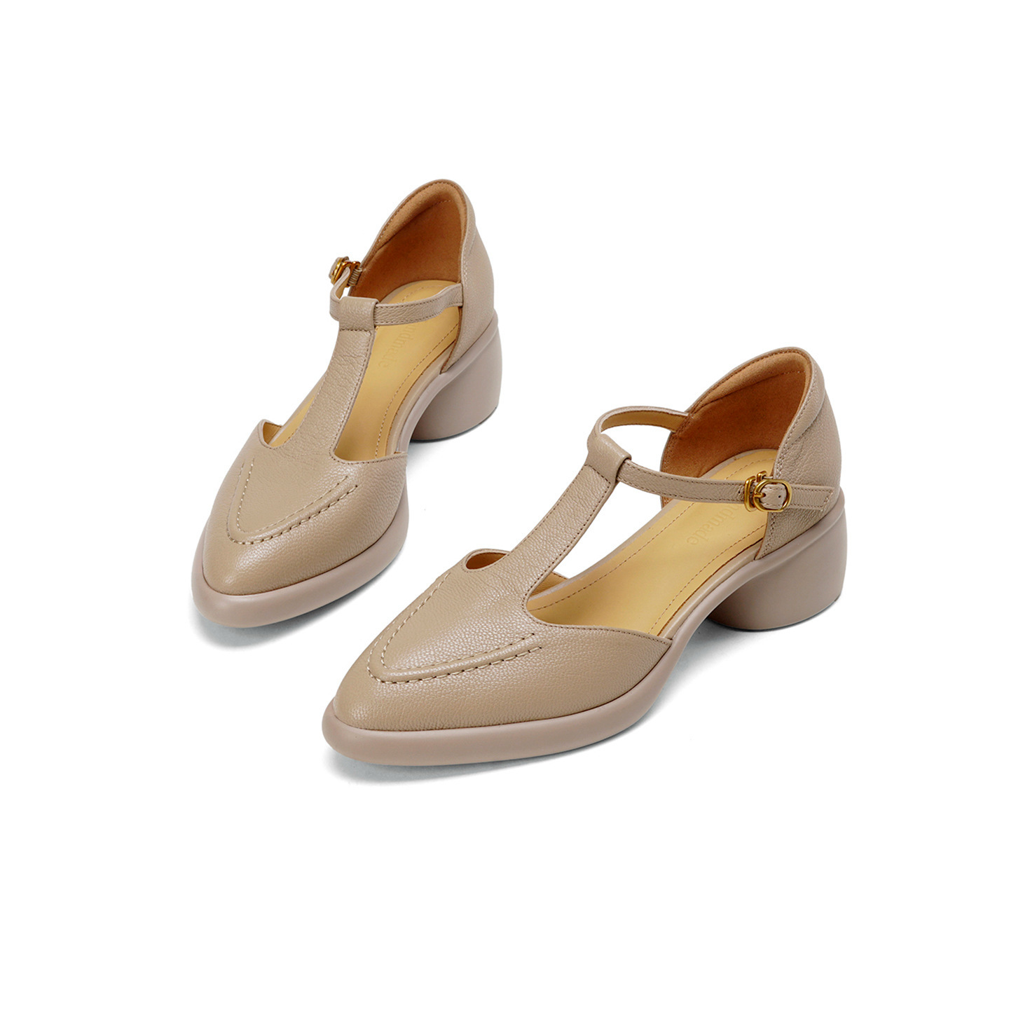Sandal nữ quai chữ T gót vuông 5 cm mũi kín hở gót phong cách vintage — đen chi tiết 17