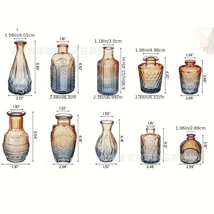 Luz de lujo simple retro mini jarrón de vidrio en vidrio de viento pequeño jarrón de flores flores flores secas flores decoración de oficina