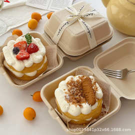 提拉米苏盒子甜品包装盒小蛋糕四寸三切块一次性打包盒便当蛋糕盒