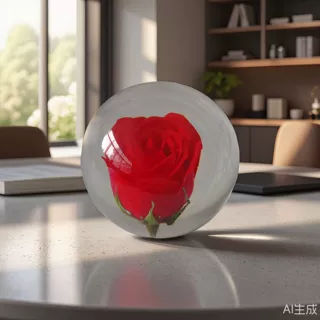 玫瑰花树脂水晶胶工艺品摆件创意圆形水晶球纸镇永生花情人礼品