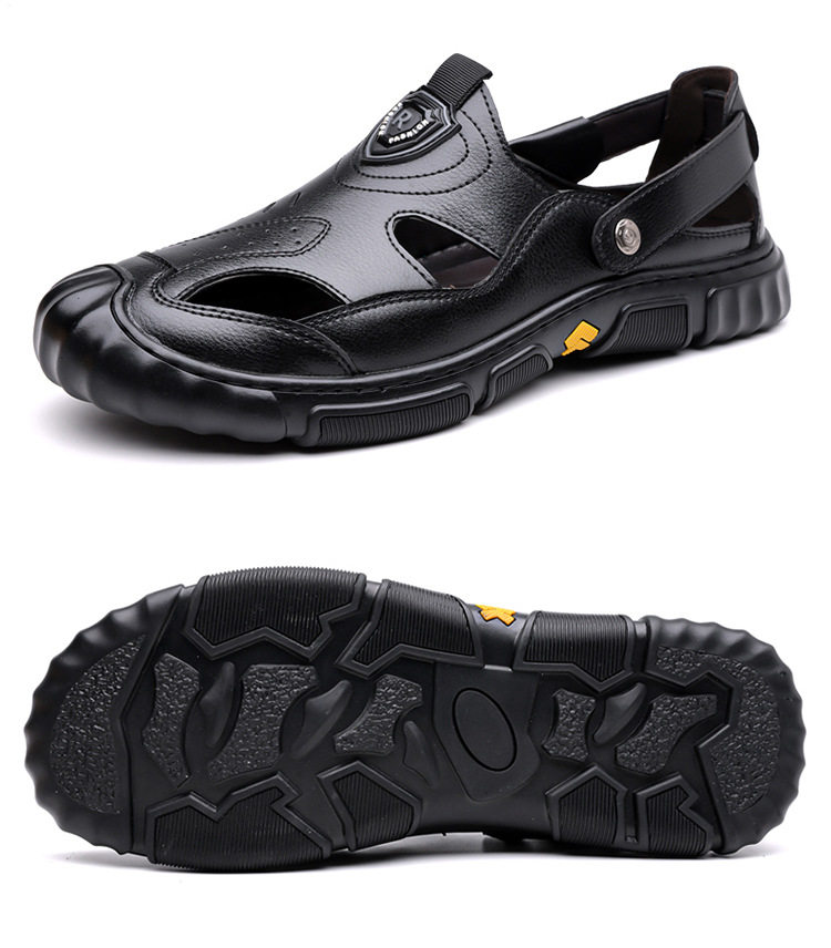 Giày sandal nam cỡ lớn mùa hè kiểu lười khoét lỗ đế mềm xỏ chân — Màu nâu, màu đen chi tiết 22
