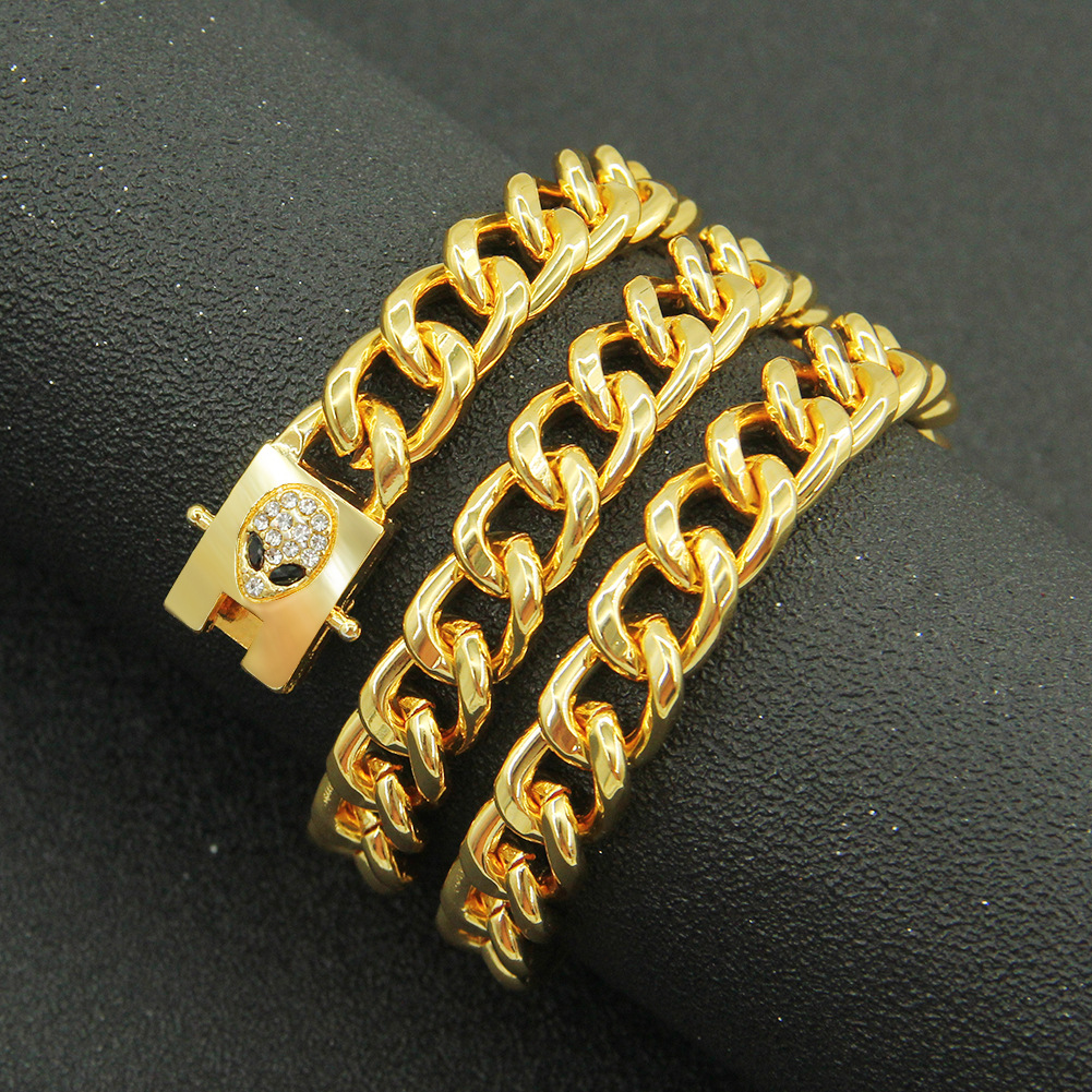 Hip-Hop Solid Color Alloy Inlay Rhinestones Menu0027S Necklace 1 Piece