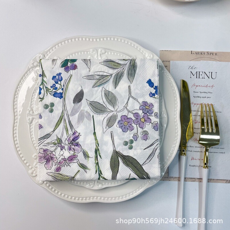 20 Beautiful Lily of the Valley Colorfulful Paper Towel Printed Napkins Wedding Hotel Cup Flower Paper Placemat Butterfly Bone Bart Paper