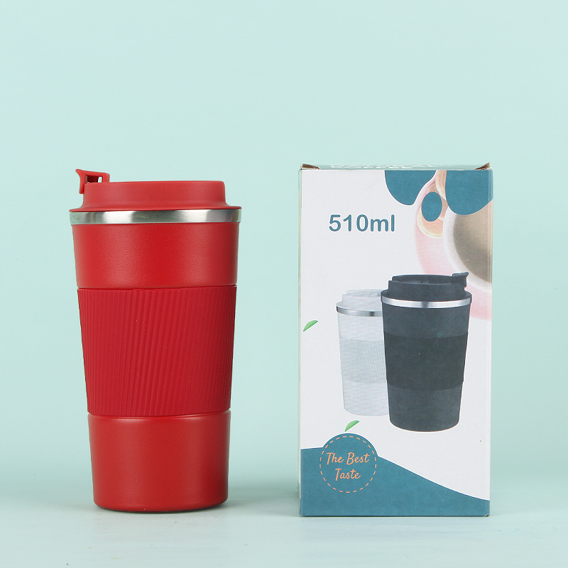 Nueva taza de vacío de acero inoxidable taza de agua de negocios taza de café de tres generaciones taza de coche con tapa de silicona taza portátil