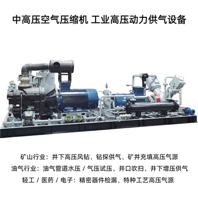 Medium-high pressure air compressor, screw-piston type, air-cooled, industrial grade, suitable for mining and petrochemical applications (Hava kompressorları)