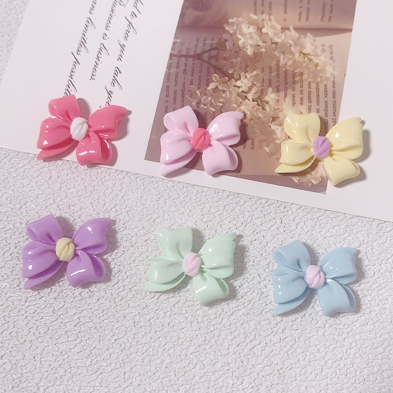 Nuevos accesorios de resina de bricolaje con lazo de color Macarons, geles de crema, accesorios para el cabello, pinzas para el cabello, agujeros en la carcasa del teléfono, hebilla del zapato