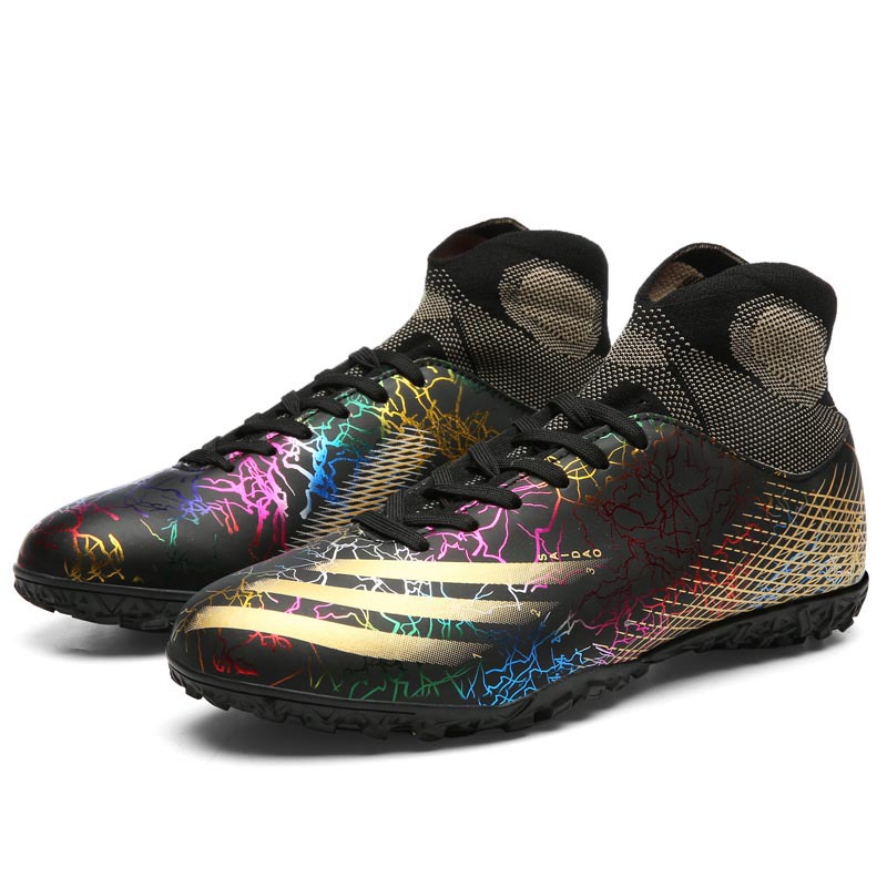 Nuevos zapatos de fútbol al por mayor de los hombres transpirable fisión de Pato Mandarín alto-top uñas cortas uñas rotas zapatos de fútbol de hierba más tamaño de entrenamiento