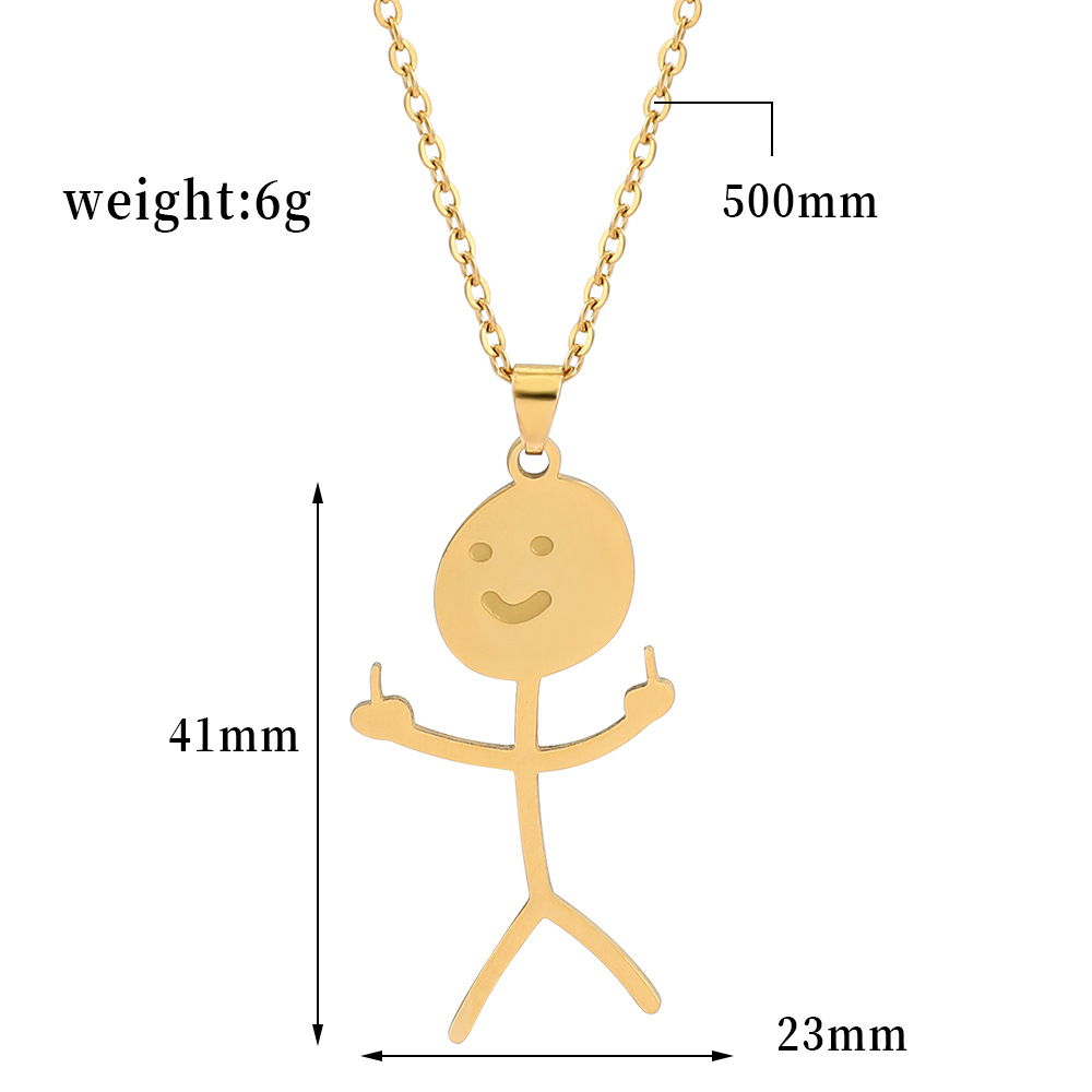 Amazon New List Funny Doodle Necklace Graffiti Characters Fun Stainless Steel Necklace