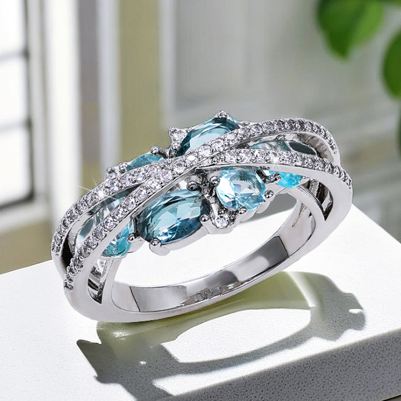 Double Layer Geometric Ring Elegant Hollow X-shaped Jewellery_voghion.com