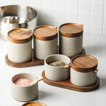 陶瓷调味罐带盖家用厨房盐味精调料盒收纳盒套装大容量调料罐批发