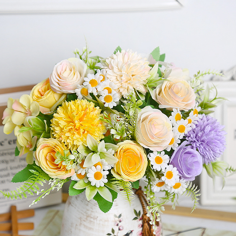 Simulation Flower Daisy Spring Fragrance Rose Wedding Holding Bouquet Wedding Photography Props Door Decoration Fake Flower Flower Hairpin Flower