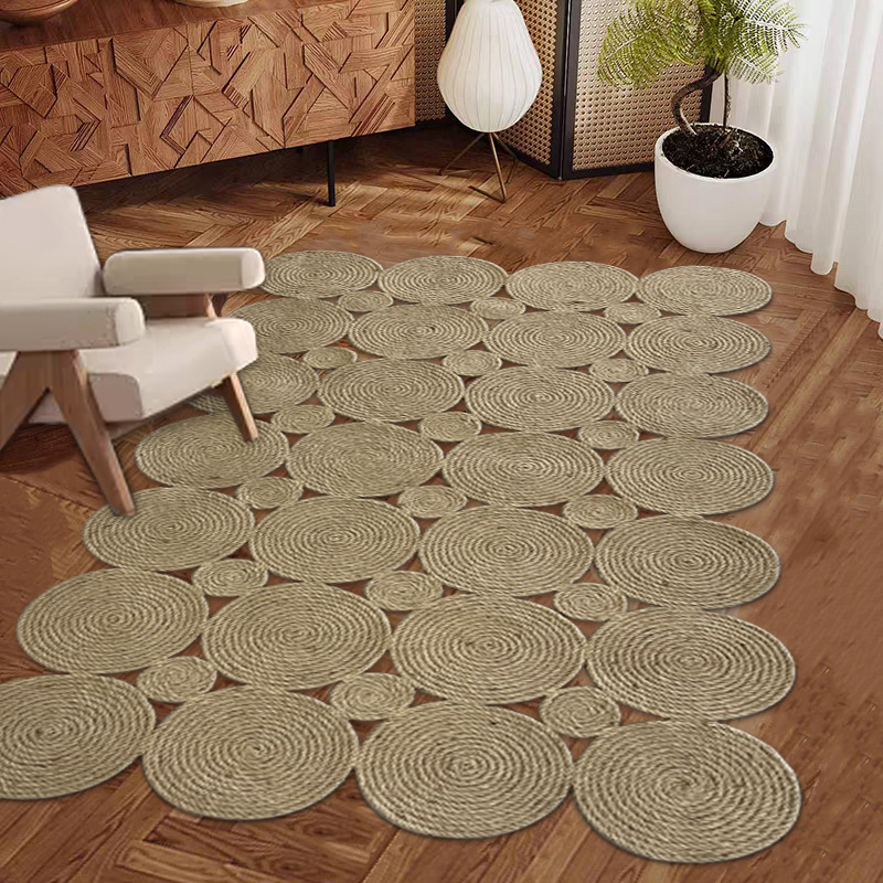 Alfombras japonesas tejidas de yute retro alfombras de cama sala de estar sofá alfombras de dormitorio alfombras tatami