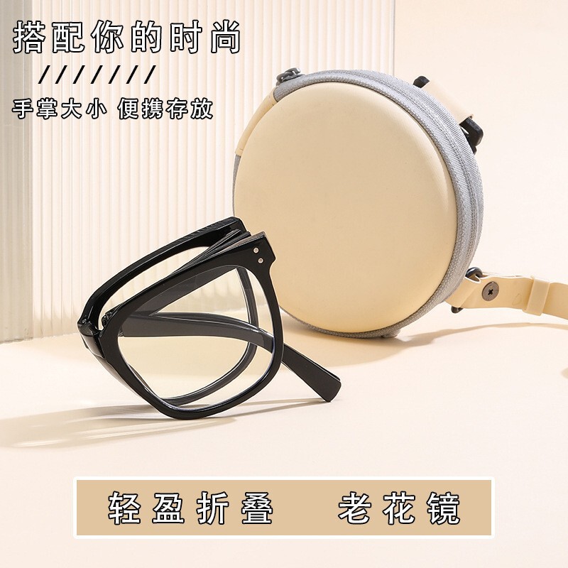 新しいエアクッションブラックフレーム折りたたみポータブル老眼鏡、保管が簡単、高品質、中高年向けの抗青色光老眼鏡|undefined