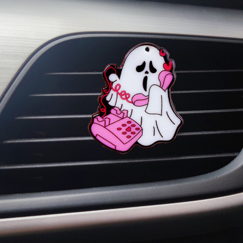 国境を越えて人気のハロウィーン幽霊車の吹出口香薫アクセサリーかわいい車載エアコン羽口装飾品|undefined