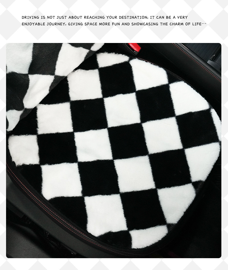Blue Rain Car Seat Cushion Winter Simple Diamond Pattern Car Seat Cover Plush Warm Comfortable Anti-Freeze Car Seat Cover