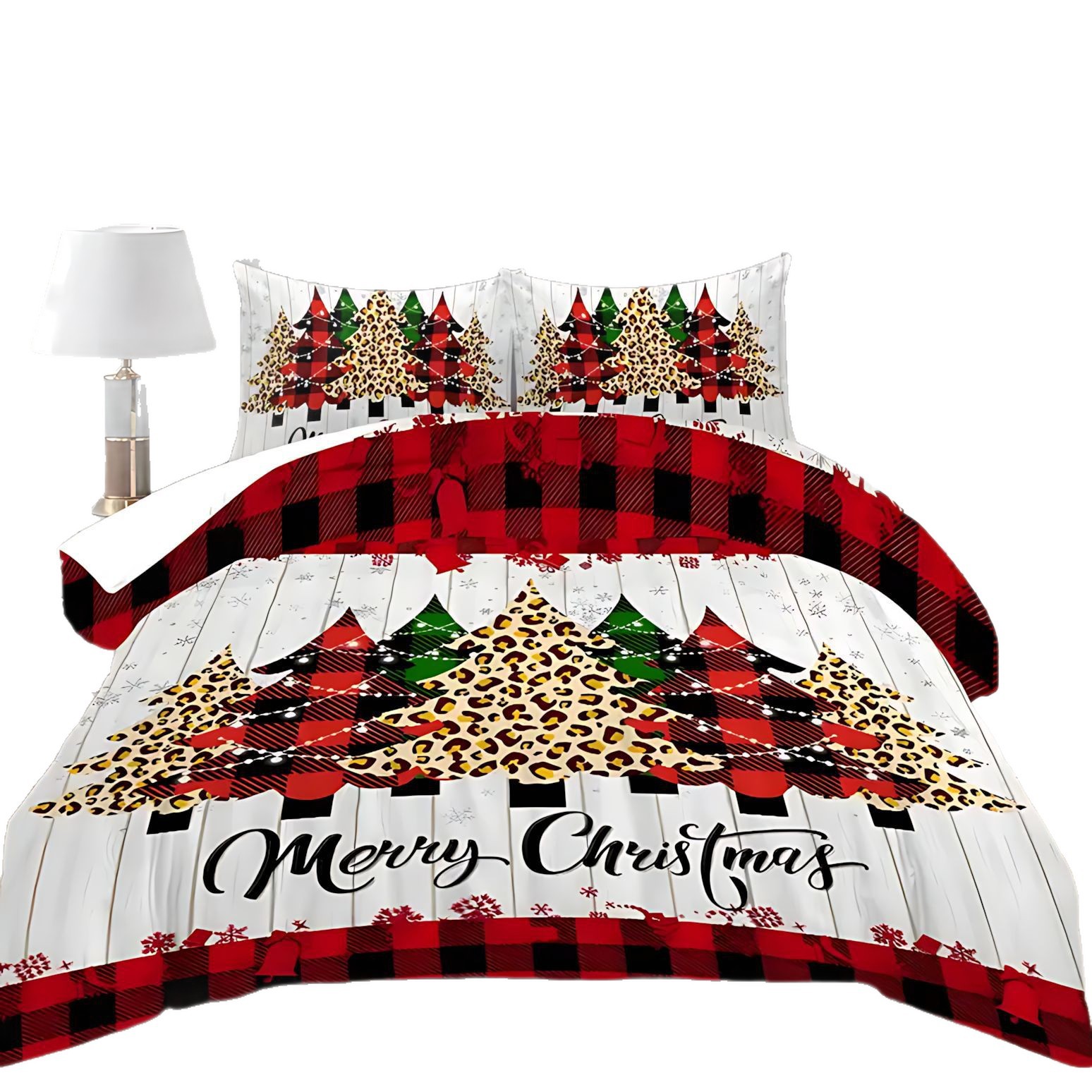 TEMU / JIT Transfronterizo de Navidad de verniz de árbol de impresión digital HD Kit de ropa de cama