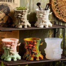 印点DIY滴胶膜具香薰蜡烛杯花瓶收纳硅胶模具树墩花盆石膏杯磨具