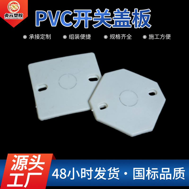 PVC开关盖板墙壁面板空白塑料装饰板插座出线孔明暗装预装板批发