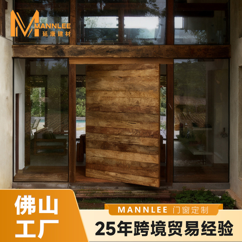 Factory Direct Sales Modern Solid Wood Rotating Central Axis Door Rural Self-Built House Anti-Theft Door Extra Large Wide Body Eccentric Door