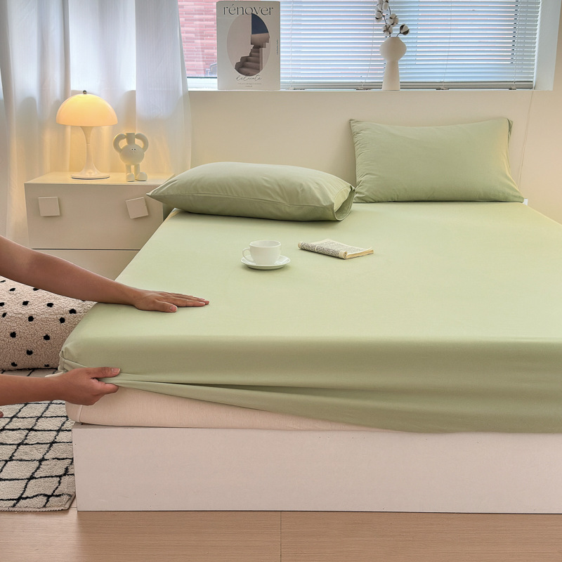 Colchón de algodón de color sólido engrosado, lijado, envoltura completa, funda protectora de colchón de algodón, cuatro estaciones, tipo A, engrosamiento de estilo japonés