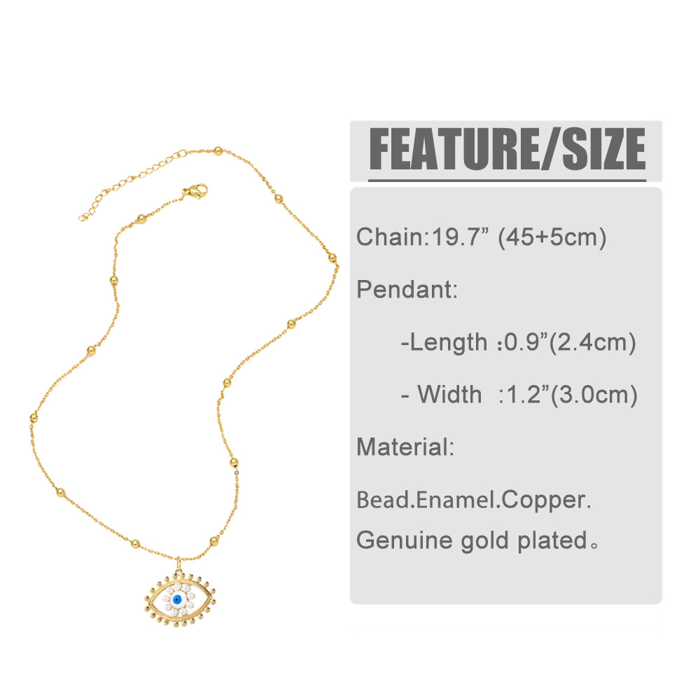 Fashion Eye Copper Plating Artificial Pearls Zircon Pendant Necklace 1 Piece