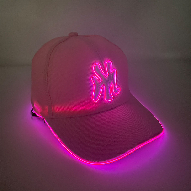 Nuevas letras bordadas LED luminoso MY sombrero de béisbol sombrero de ocio sombrero de sol deportivo al aire libre sombrero de moda luminoso