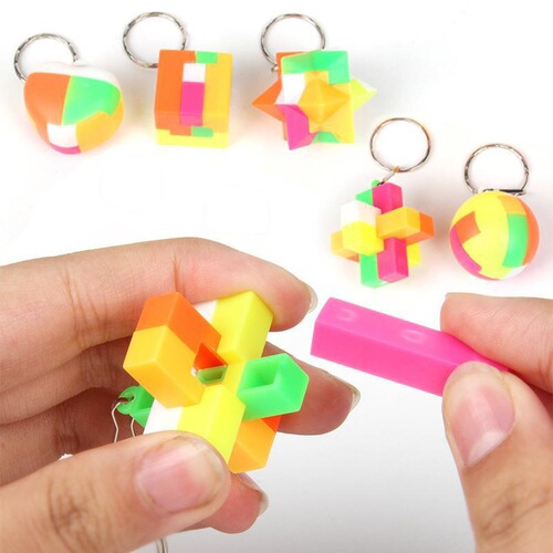 Plastic Kong Ming Lock Mini Building Blocks Creative Nostalgic Assembly Ball Children's Toy Rubik's Cube Ball DIY Keychain
