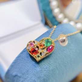 新款天然彩蓝宝吊坠S925银镶嵌主石3*4mm百搭网红爆款女饰批发