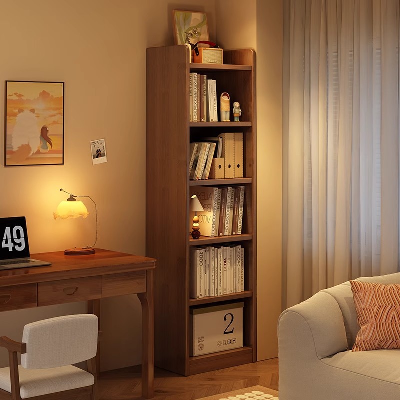 Estante de libros Estante de almacenamiento del dormitorio contra la pared piso sala de estar Gabinete de visualización doméstico Gabinete de borde de hendidura Estante de almacenamiento de libros de estudiantes