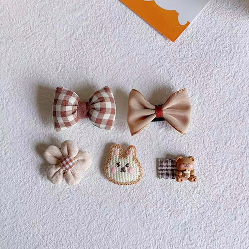 New milk coffee color baby hair clip, baby hair accessories, cute bow edge clip, small hair volume, light hair clip