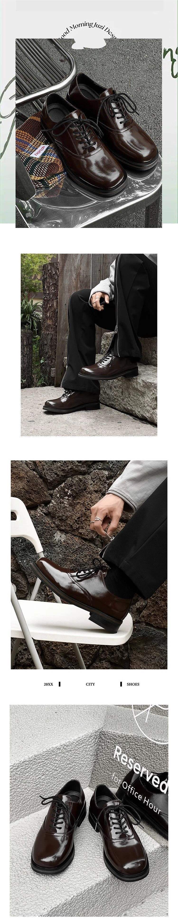 ShoeVault, scarpe da uomo eleganti, in stile giapponese, con suola spessa e punta quadrata, per pendolari, affari, sposo, casual, versatili e alla moda_voghion.com