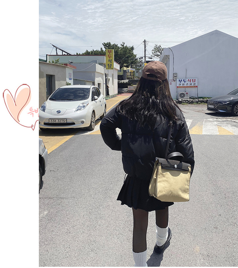 Katoenen jack dames korte 2023 winter nieuwe stijl kleine staande kraag donsjack verdikte katoenen damesjack_voghion.com