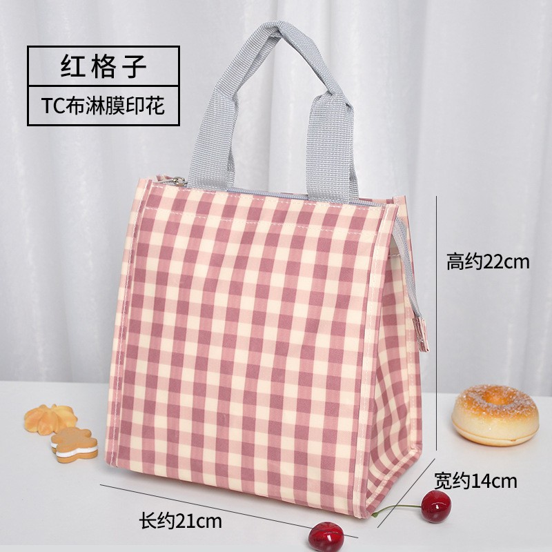 ワインレッドチェック三角バッグ