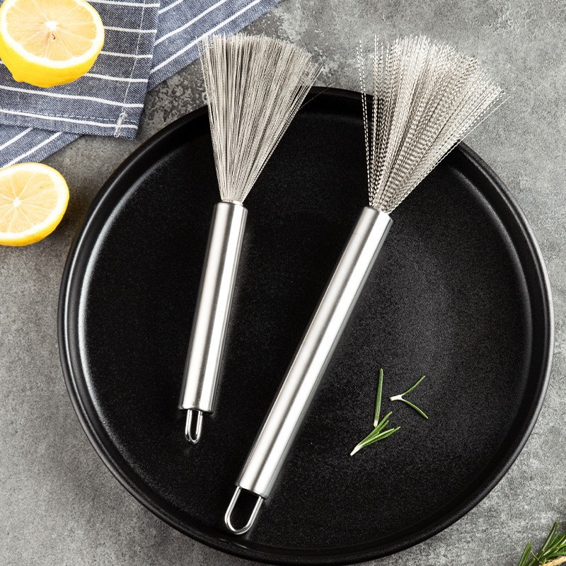 stainless steel wok brush kitchen special long handle brush pot artifact washing wok brush brush pot steel wire cleaning brush wok brush