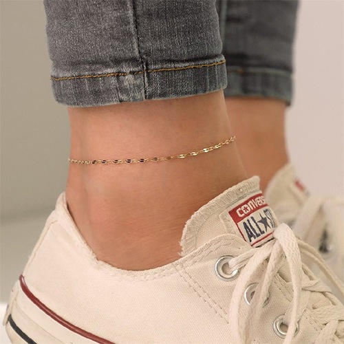 eManco Women's Stainless Steel Anklet Lace Chain Anklet Simple Gold Plated Anklet Foot Accessories Wholesale